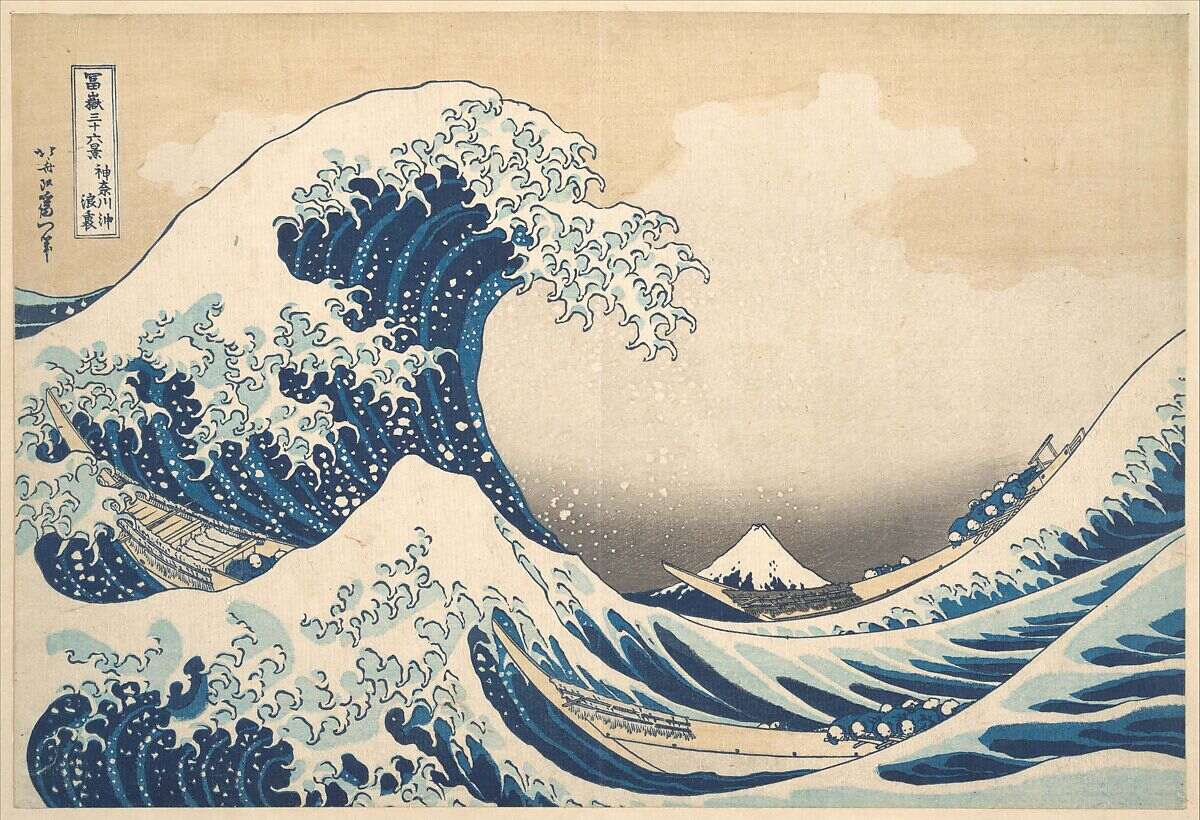 Houtblokprint van The Great Wave off Kanagawa van Katsushika Hokusai